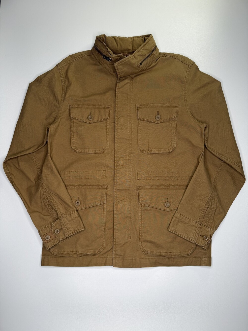 Old Navy Built-In Flex M65 Field Jacket Mens Medium Fall Khaki Tan Stowaway Hood